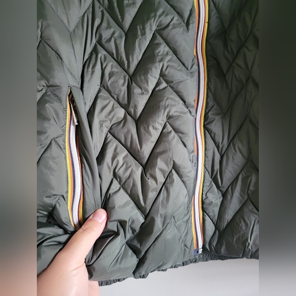 Vintage K Way Jacket Down Puffer Zip Quilted High Neck Lightweight Mens Large - Picture 2 of 10